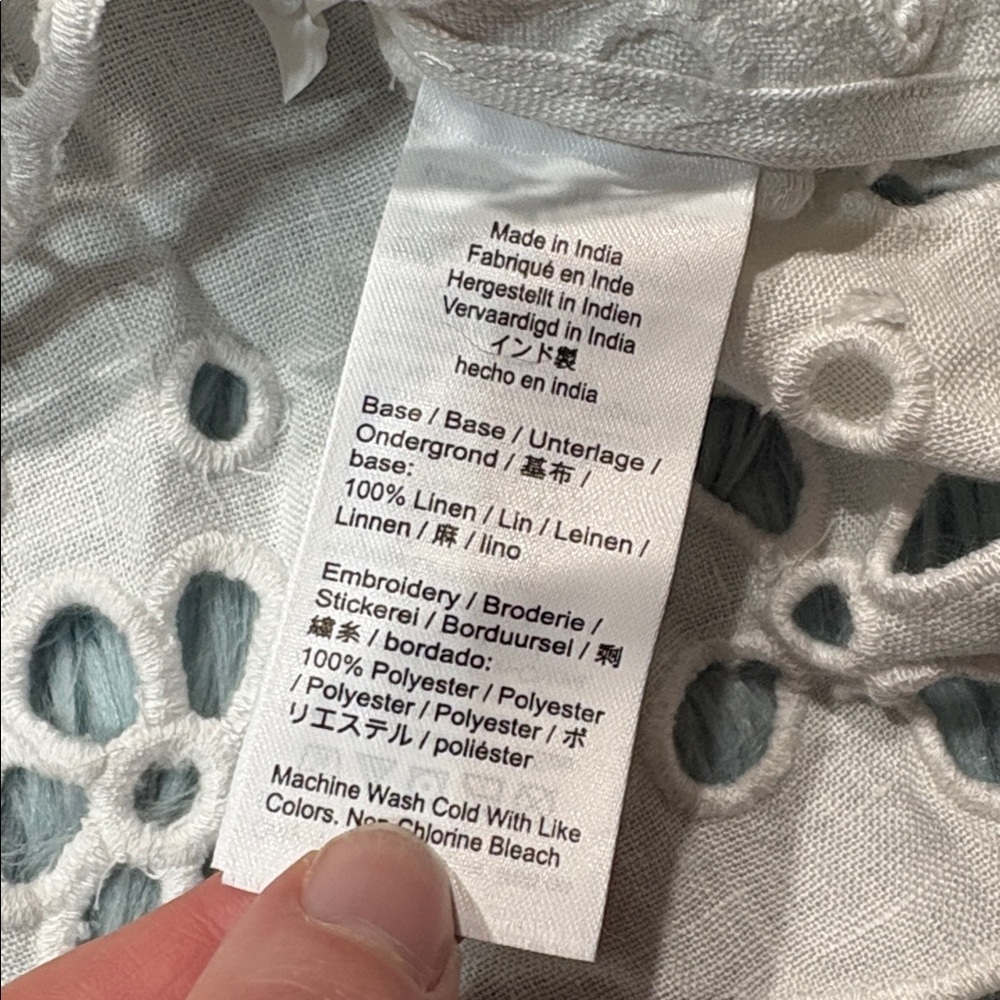 NWT Madewell White Linen Embroidered Eyelet High-Low Tank - Picture 5 of 9